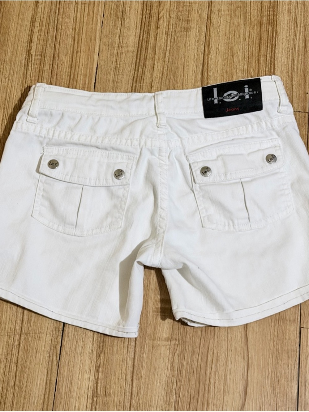 White Women's Drawstring Utility Shorts - Picture 3 of 10